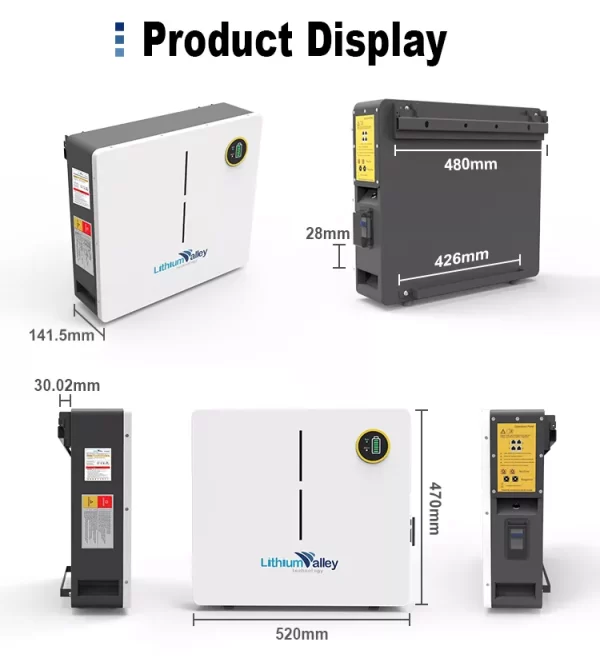 Lithium Valley 5.12kWh Wall Mounted Battery. 51.2V, 100AH - Image 2